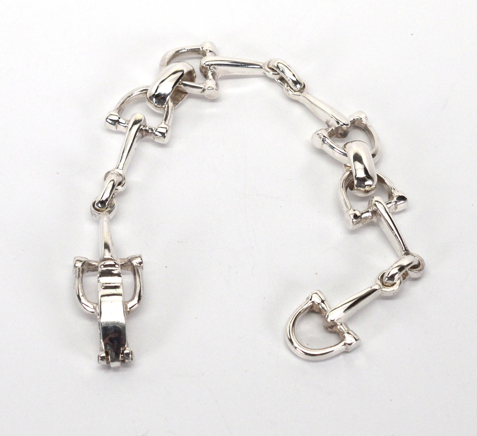 Sterling Silver Bracelet Unisex Snaffle Bit Links 8" Long Horse Lovers (1 of 4)