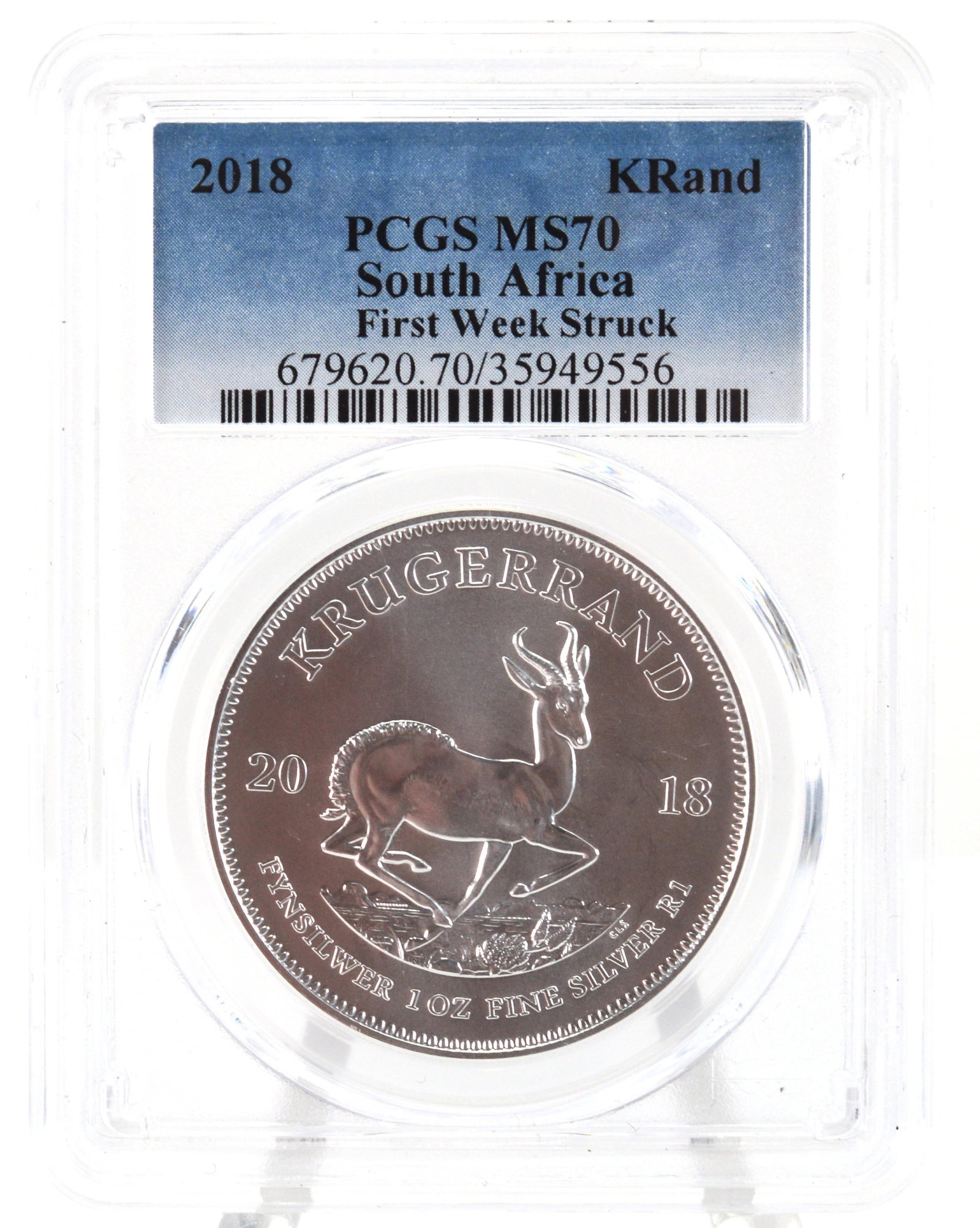 2018 KRand 1oz Silver PCGSMS69 Coin South Africa First Week Struck Certified: 2018 KRand 1oz Silver PCGSMS69 Coin South Africa First Week Struck Certified. S/FDDCX