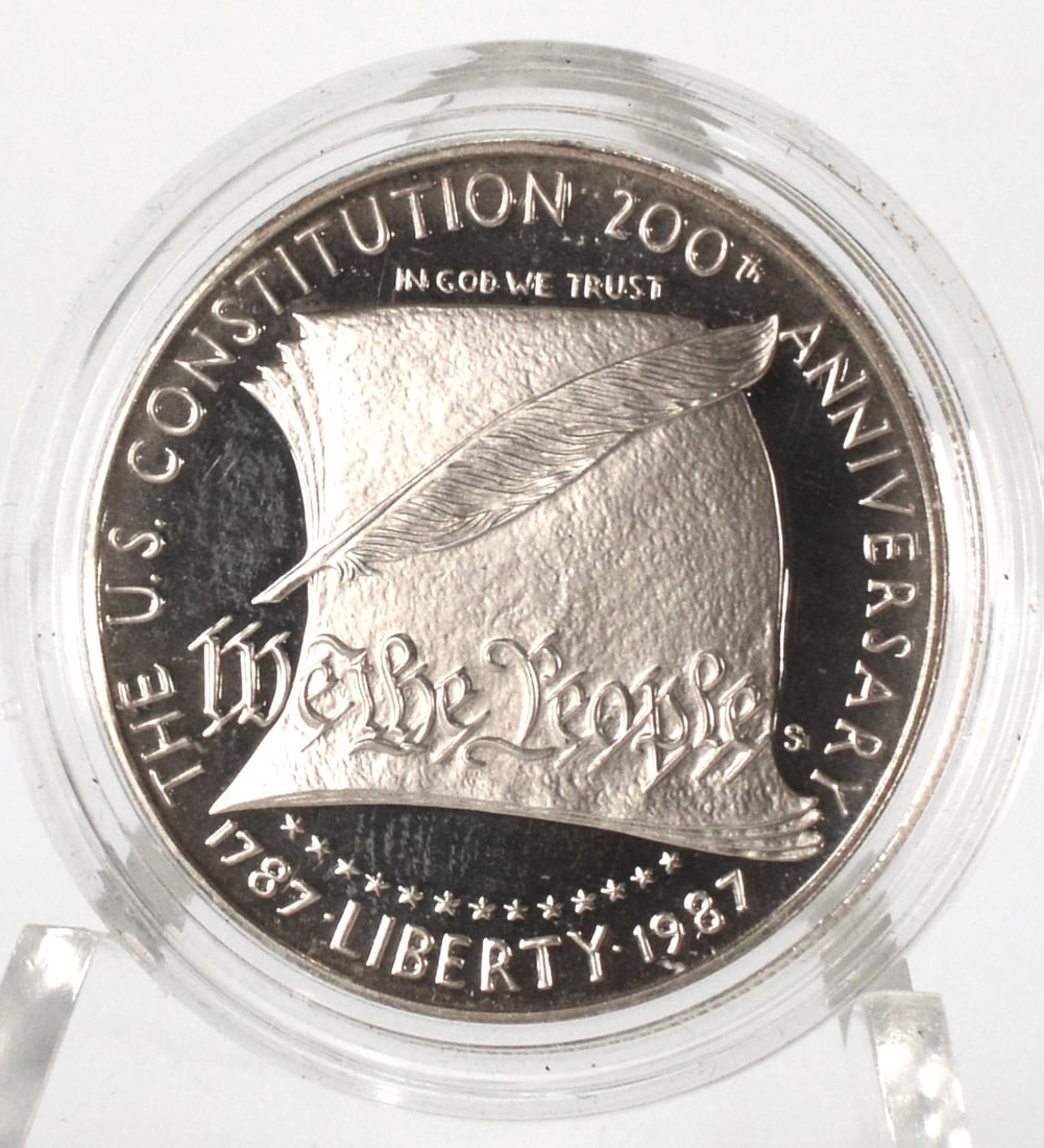1987 US Constitution Bicentennial Silver Dollar Commemorative Coin (1 of 2)