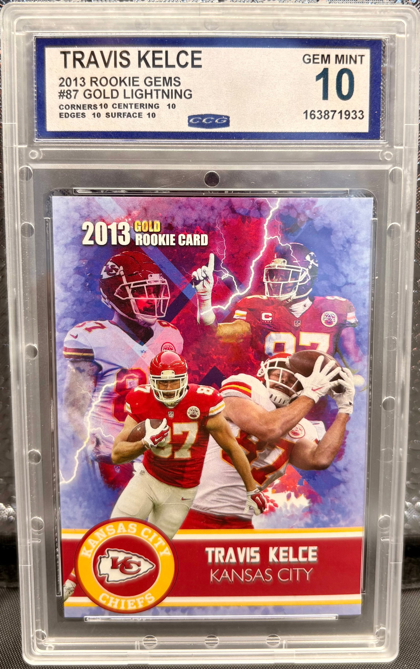 Travis Kelce 2013 Rookie Gems #87 - Gold Lightning (GEM MINT 10 CCG) (1 of 2)