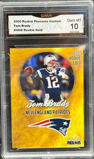 2000 Tom Brady Rookie Card: Tom Brady - 2000 Rookie Phenom Custom Card - GMA 10This custom 2000 Rookie Gold card features legendary quarterback Tom Brady in his New England Patriots uniform. Designed with a gold background and d