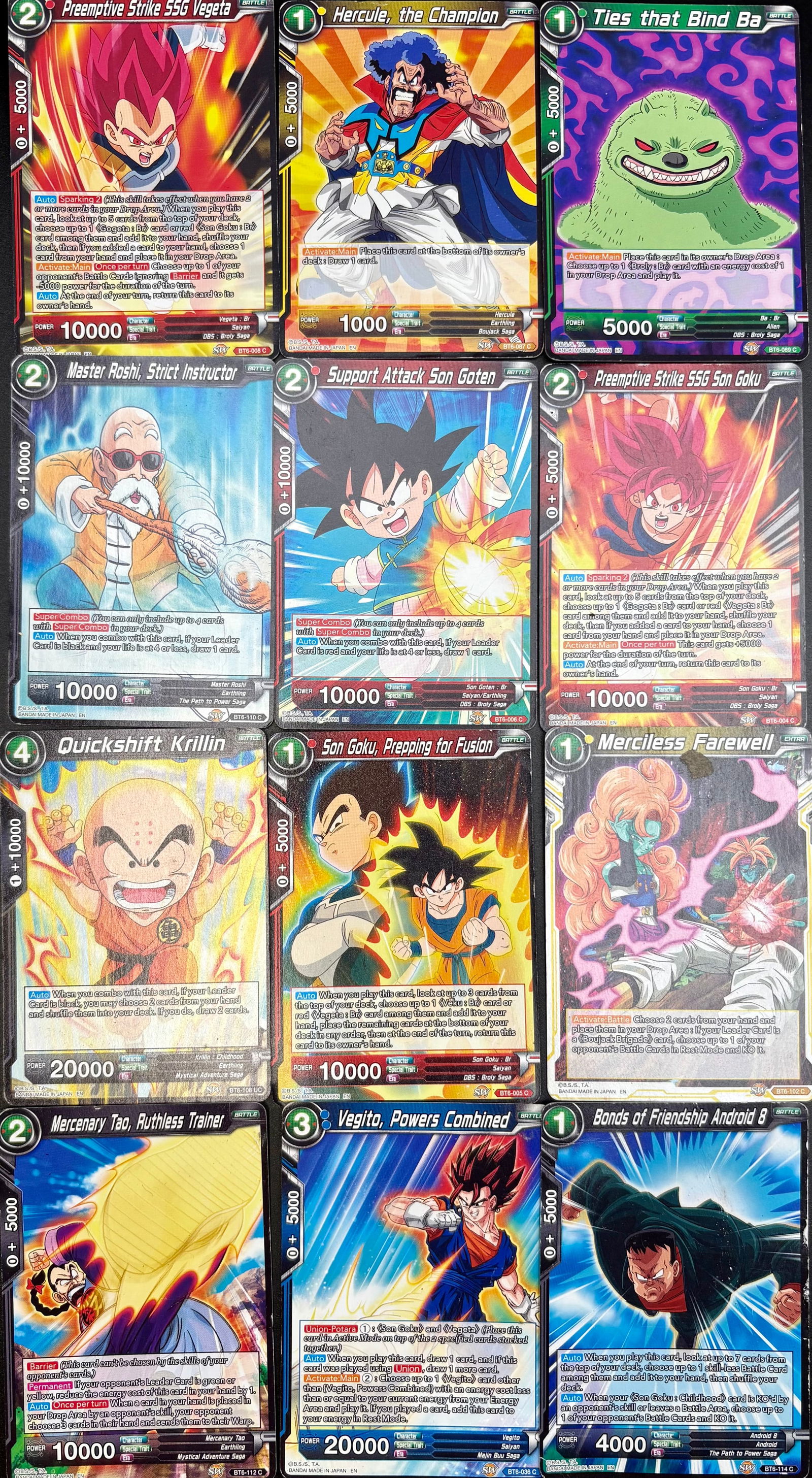 Set of 12 Dragon Ball Super Cards (Bandai) + 6 DC Comics Bloodlines Cards by SkyBox (1993) (1 of 4)