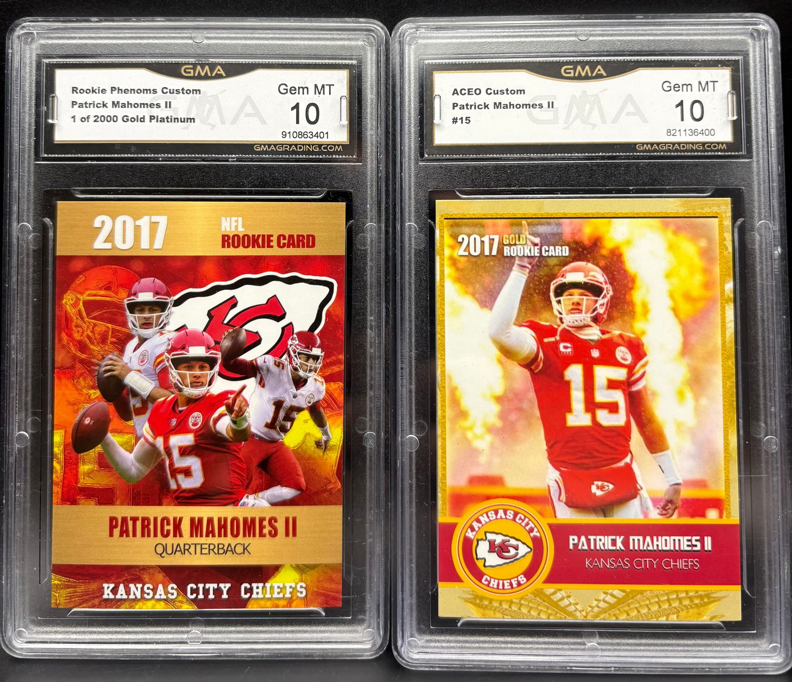 Duo de Cards Patrick Mahomes II – Edições Gold Rookie 2017 (GMA 10) (1 of 2)