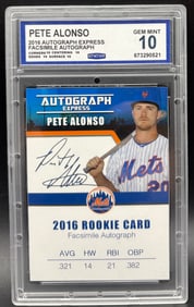 Rookie card of Baseball star Pete Alonso
