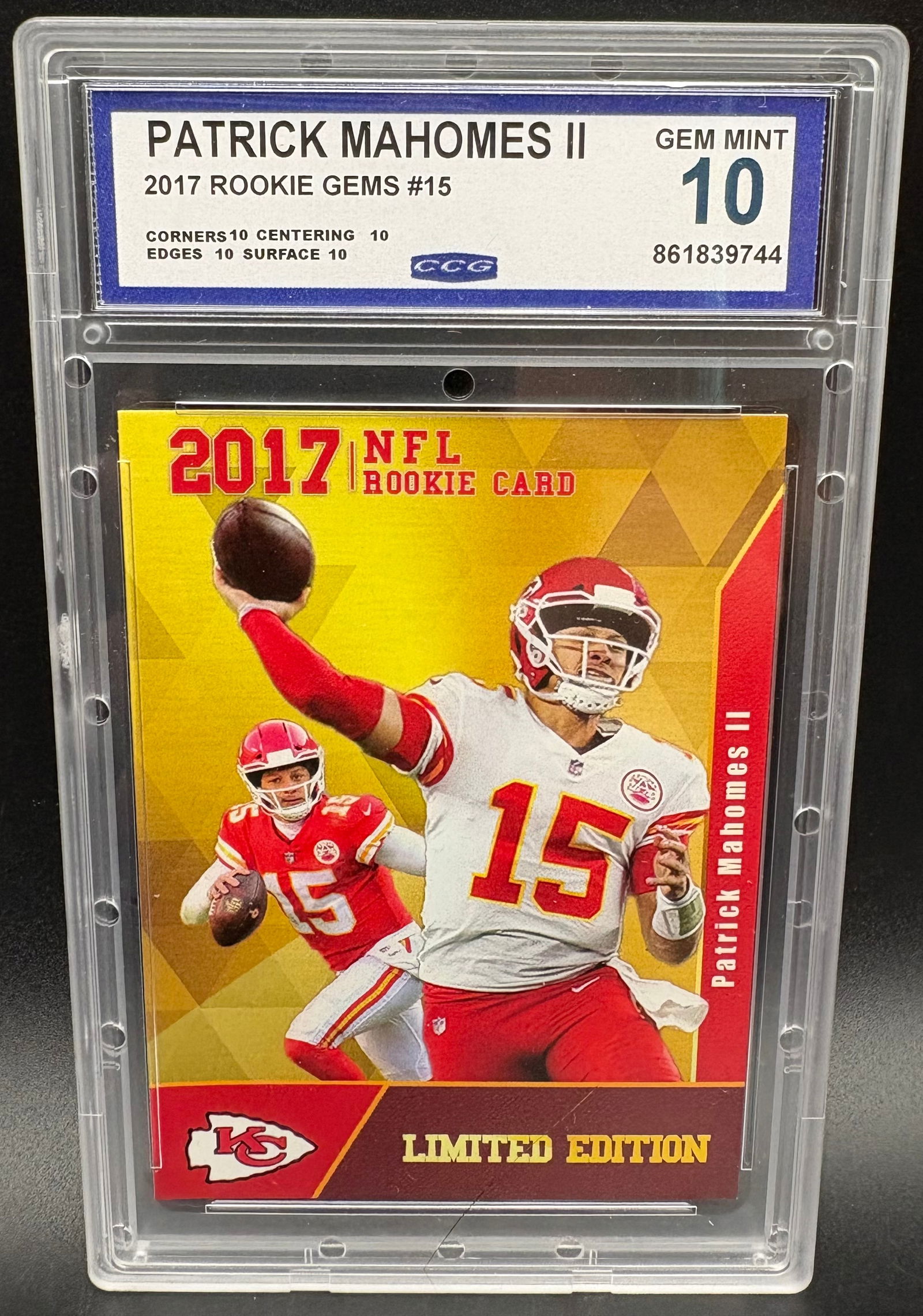 Patrick Mahomes II 2017 Rookie Gems #15 – CCG 10 Gem Mint  Sport: (1 of 2)
