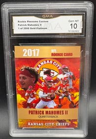 Patrick Mahomes II 2017 Rookie Phenom Custom – GMA 10 Gem Mint – 1 of 2000 Gold Platinum