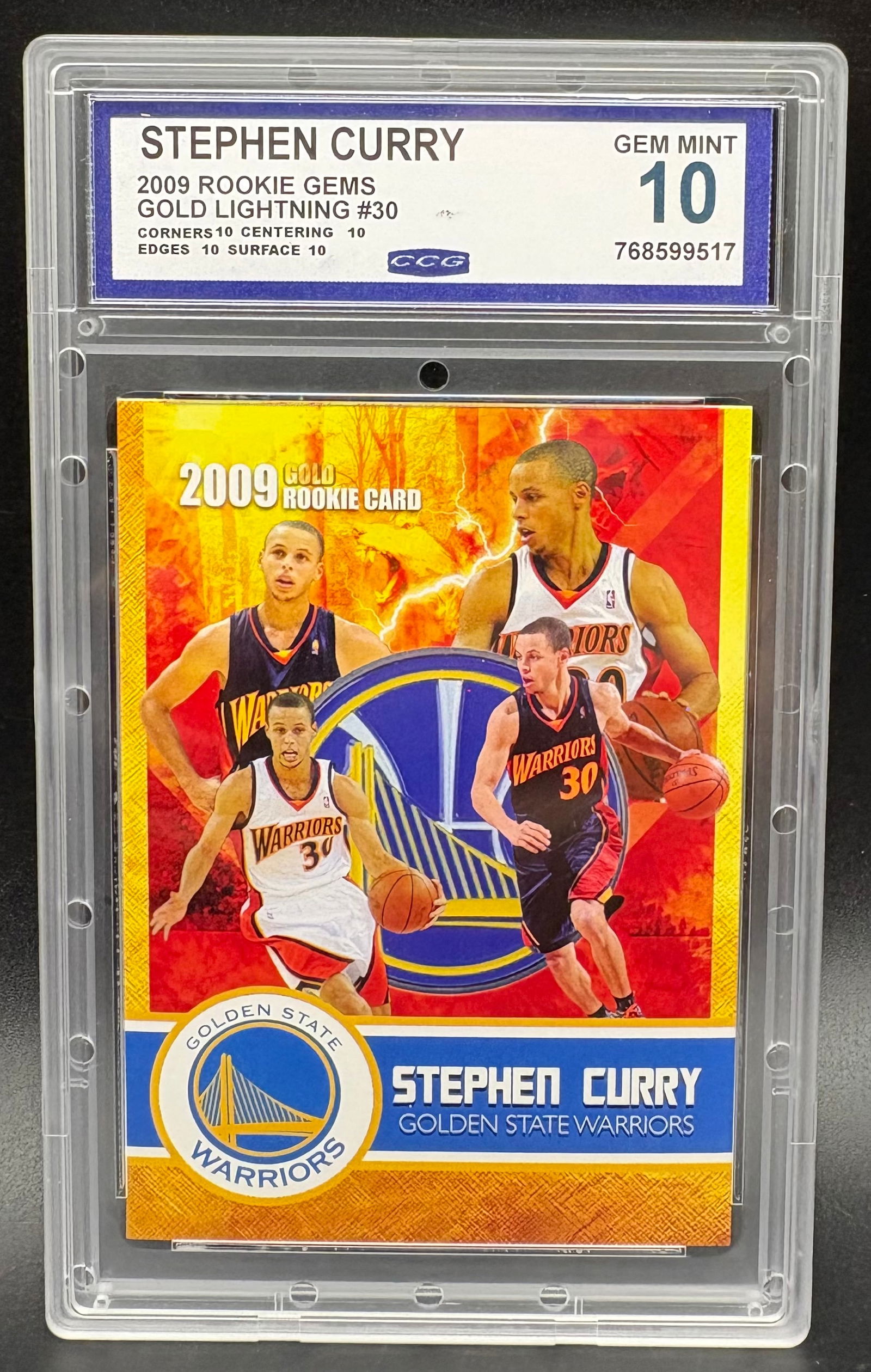 Stephen Curry 2009 Rookie Gems Gold Lightning #30 – Golden State Warriors – GEM MINT 10  Sport: (1 of 2)