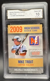 Mike Trout 2009 High School Rookie Card – Gold Platinum – Millville Thunderbolts – GEM MT 10