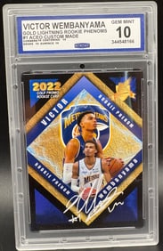 Victor Wembanyama 2021 Gold Lightning Rookie Card #1 – GEM MINT 10 – Limited Edition ACEO Custom