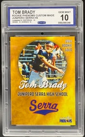 Tom Brady 1994 Rookie Gold Card – GEM MINT 10 – Junipero Serra High School – ACEO Custom Made