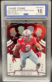 Chase Young 2020 Crown Royale Draft Picks Red Foil #2 – GEM MINT 10 – Ohio State Rookie Card