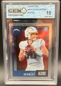 Justin Herbert 2020 Score Rookie Card #443 – GEM MINT 10 – GEM Grading Inc.