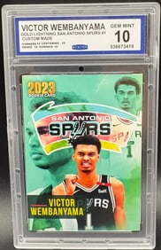 Victor Wembanyama 2023 Gold Lightning Rookie Card #1 – GEM MINT 10 – San Antonio Spurs Custom