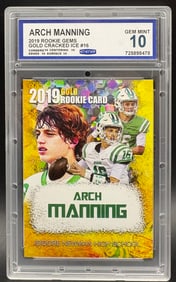Arch Manning 2019 Gold Rookie Card #16 – GEM MINT 10 – Cracked Ice Custom Isidore Newman High