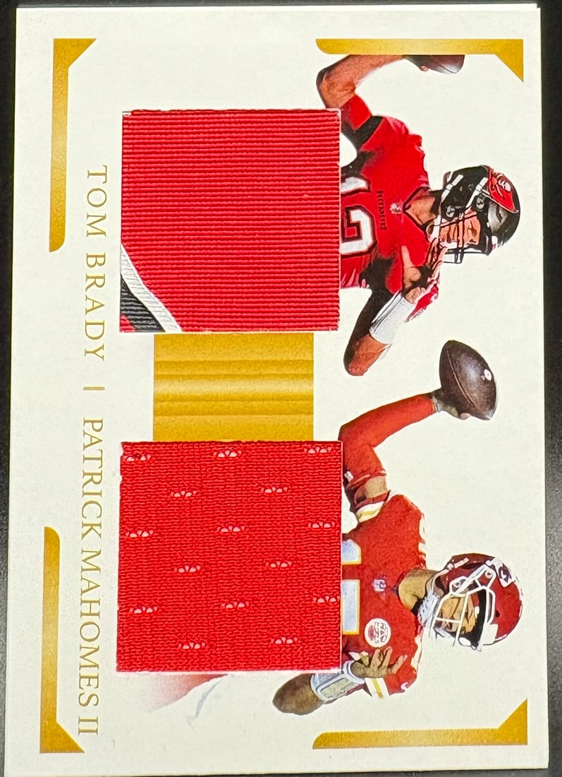 Tom Brady & Patrick Mahomes II Dual Jersey Patch Card – NFL Legends Combo – Red Fabric Swatches (1 of 2)