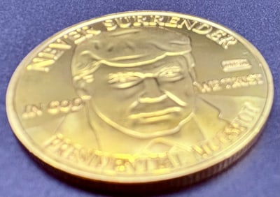 Donald Trump “Never Surrender” 2024 Presidential Mugshot Commemorative Coin – Gold Tone