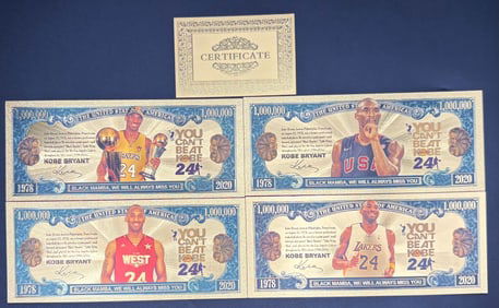 Kobe Bryant Million Dollar Tribute Bills – Set of 4 with Certificate – Limited Edition