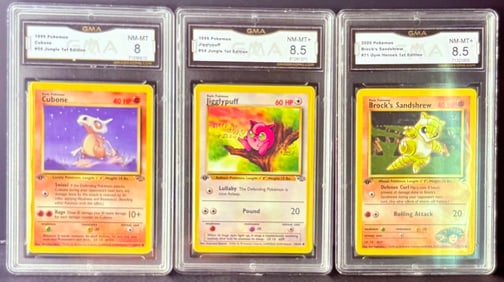Cubone / Jigglypuff / Brock's Sandshrew - 1st Edition Cards