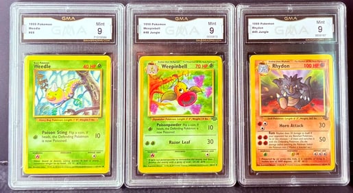 Cloyster / Rapidash / Magmar - 1999 Fossil & Jungle Set GMA 8.5