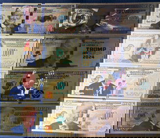 Set of 9 Commemorative Trump Gold Banknotes
