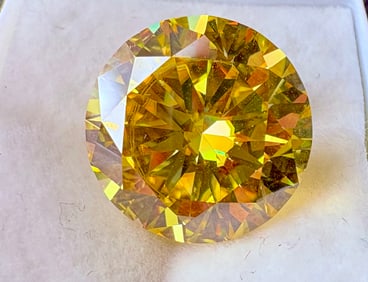 Yellow Moissanite Stone 14mm 10ct Round Brilliant Cut