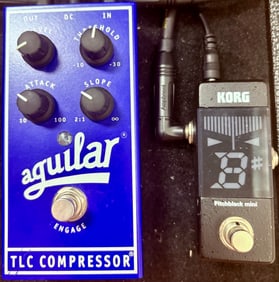 aguilar tlc compressor pedal with korg pitchblack mini tuner
