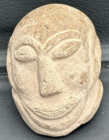 Primitive Stone Head Sculpture Carving