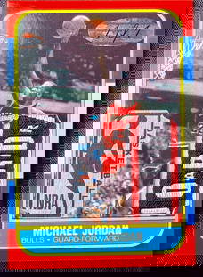 Michael Jordan Custom Patch Card – 1 of 1 – NBA Legend: Exclusive custom card featuring Michael Jordan in a classic Chicago Bulls dunk pose. This "1 of 1" edition includes a unique embroidered patch with the name "JORDAN" and a silver NBA Basketball emblem