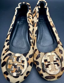 Tory Burch Leopard & Gold Ballet Flats – Size 7.5 US