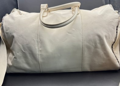 Burberry White Travel Bag with Shoulder Strap
