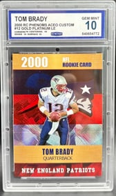 2000 Rookie Phenoms Custom Tom Brady Rookie Gold GMA 10