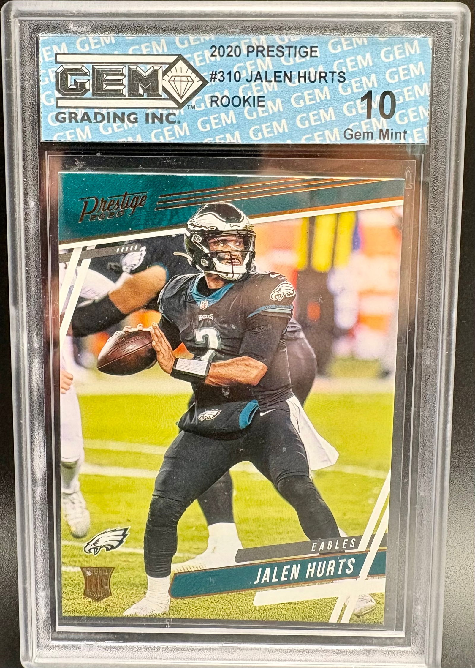 2020 Prestige #310 Jalen Hurts Rookie Card GEM Grading (1 of 2)