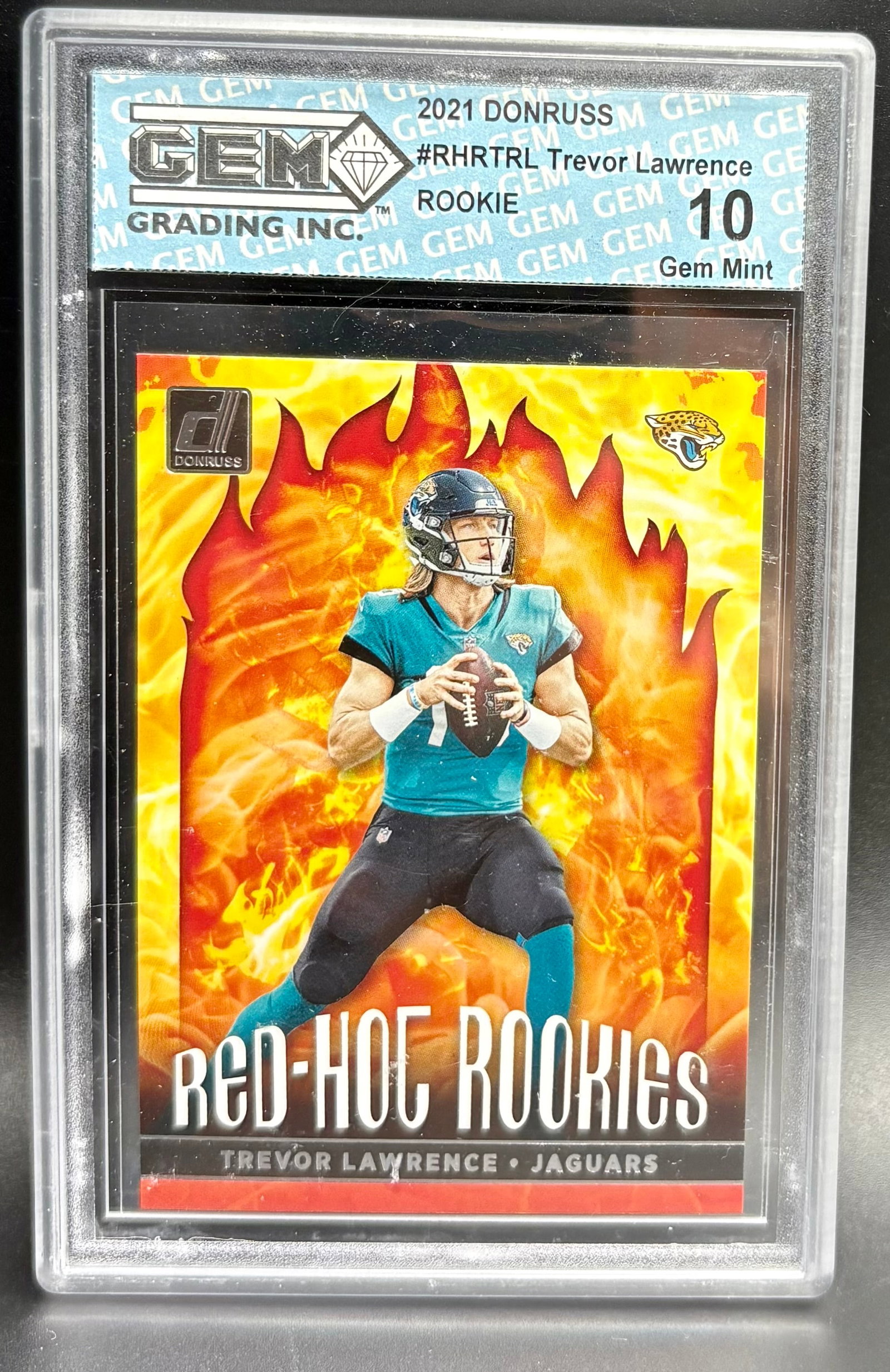 2021 Donruss Red Hot Rookies Trevor Lawrence Jaguars GEM MINT 10 (1 of 2)