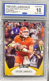 2021 Leaf Draft Pick Gold Rookie Card Trevor Lawrence GEM MINT 10