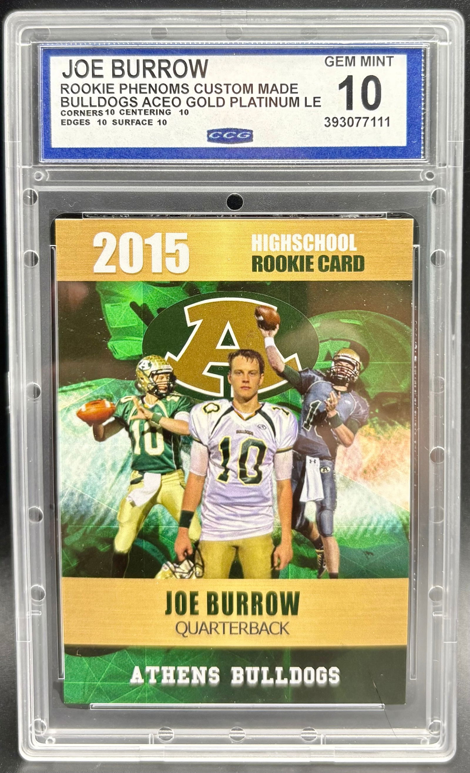 Joe Burrow 2015 Rookie Phenoms Custom Made ACEO Gold Platinum GEM MINT 10 (1 of 2)