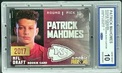 Patrick Mahomes 2017 Rookie Phenoms NFL Draft ACEO Custom GEM MINT 10