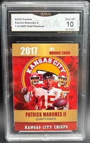 Patrick Mahomes II 2017 ACEO Custom Gold Platinum 1 of 2000 Rookie Card GMA 10