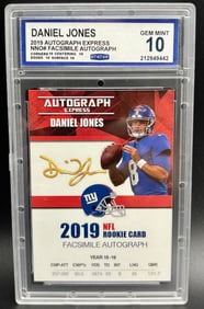 Daniel Jones 2019 Autograph Express Rookie Card Facsimile Autograph GEM MINT 10