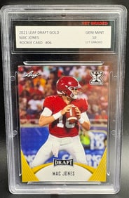 Mac Jones 2021 Leaf Draft Gold Rookie Card #06 GEM MINT 10