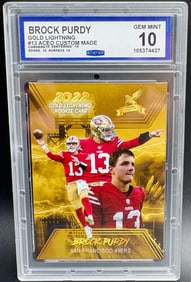 Brock Purdy 2022 Gold Lightning #13 ACEO Custom Made GEM MINT 10