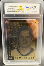 Tom Brady 2003 Merrick Mint 23KT Gold Laser Line WCG GEM-MT 10