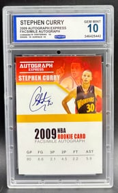 Stephen Curry 2009 NBA Rookie Card Autograph Express Facsimile GEM MINT 10