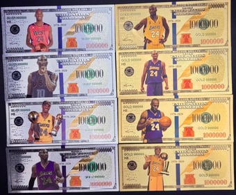 Kobe Bryant Commemorative Bill Collection – Silver and Gold Set (8 Notes)