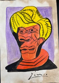 Pablo Picasso Mixed Media Portrait With Certificate