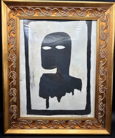 Jean-Michel Basquiat Framed Mask Silhouette Artwork