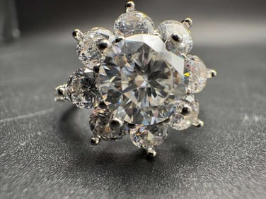 Moissanite Cluster Ring 2.0ct D Color Brilliant Cut Size 8