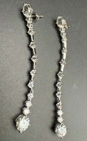 Moissanite Drop Earrings 1.0ct D Color 6.5mm Brilliant Cut Certified Pair