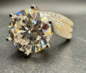 Moissanite Engagement Ring 5.0ct D Color Round Brilliant Cut Certified