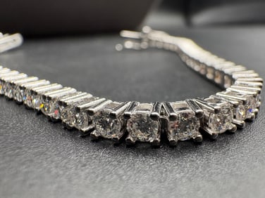 Moissanite Tennis Bracelet 7 Inches 3.0mm D Color Round Brilliant Cut Certified