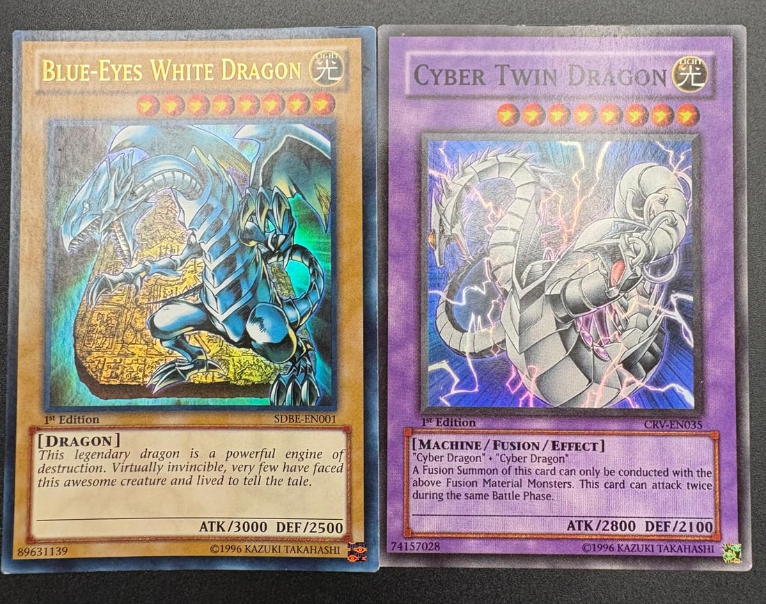Yu-Gi-Oh! Blue-Eyes White Dragon & Cyber Twin Dragon 1st Edition Cards (1 of 1)